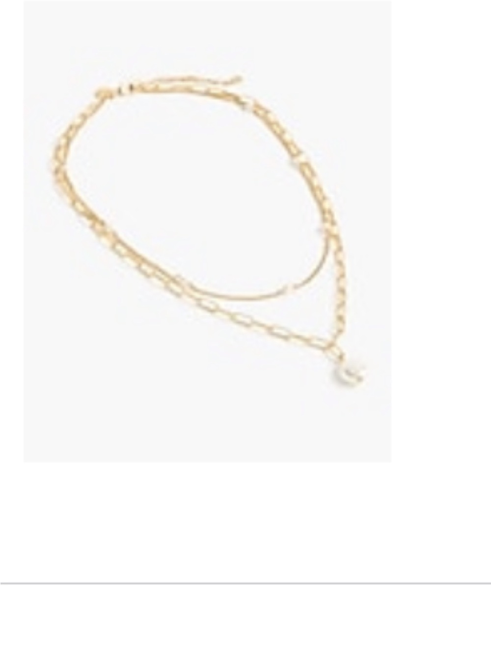 J. Crew Factory Gold Layered Paperclip Necklace with Pearl